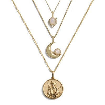 Awe Inspired Necklaces 14K Yellow Gold Vermeil Mistress of the Moon Necklace Set