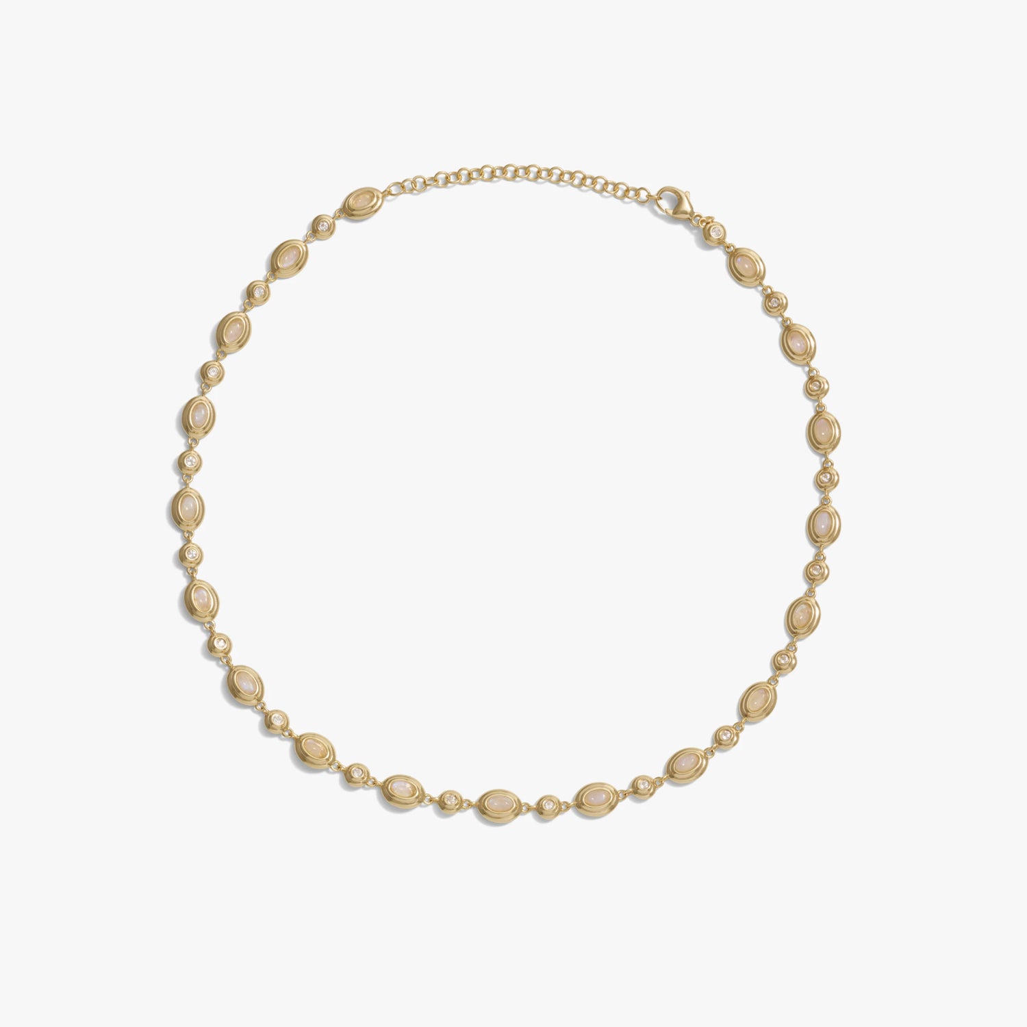 Awe Inspired Necklaces 14K Yellow Gold Vermeil / Moonstone Gemstone Tennis Necklace