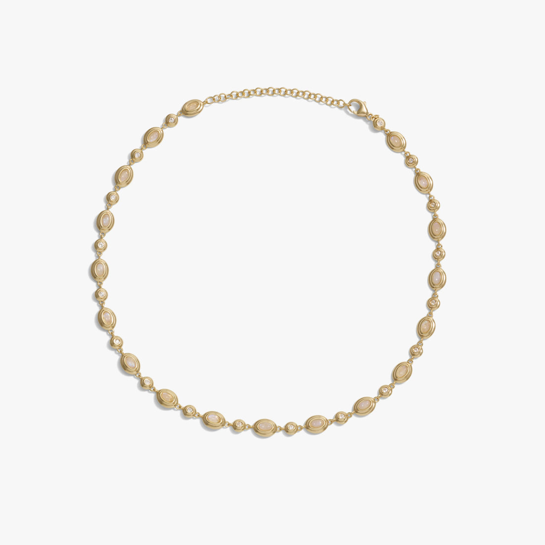 Awe Inspired Necklaces 14K Yellow Gold Vermeil / Moonstone Gemstone Tennis Necklace