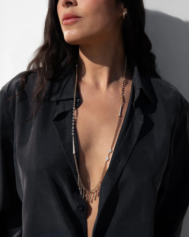 Awe Inspired Necklaces 14K Yellow Gold Vermeil Moonstone Long Boho Necklace