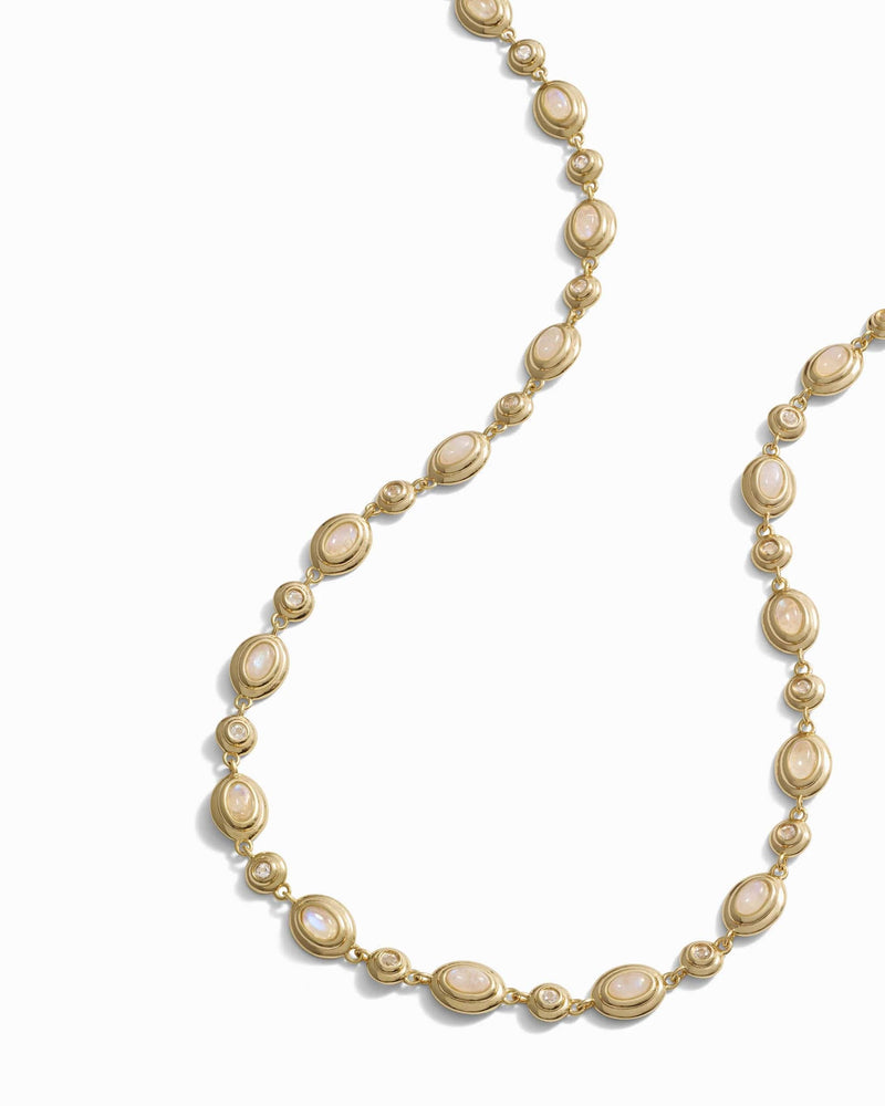 Awe Inspired Necklaces 14K Yellow Gold Vermeil Moonstone Tennis Necklace