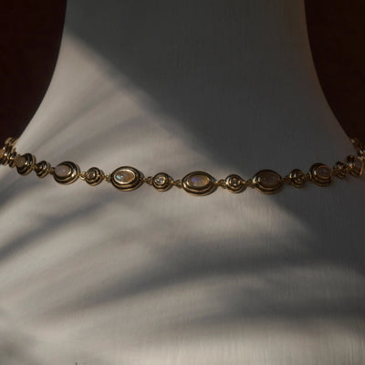 Awe Inspired Necklaces 14K Yellow Gold Vermeil Moonstone Tennis Necklace