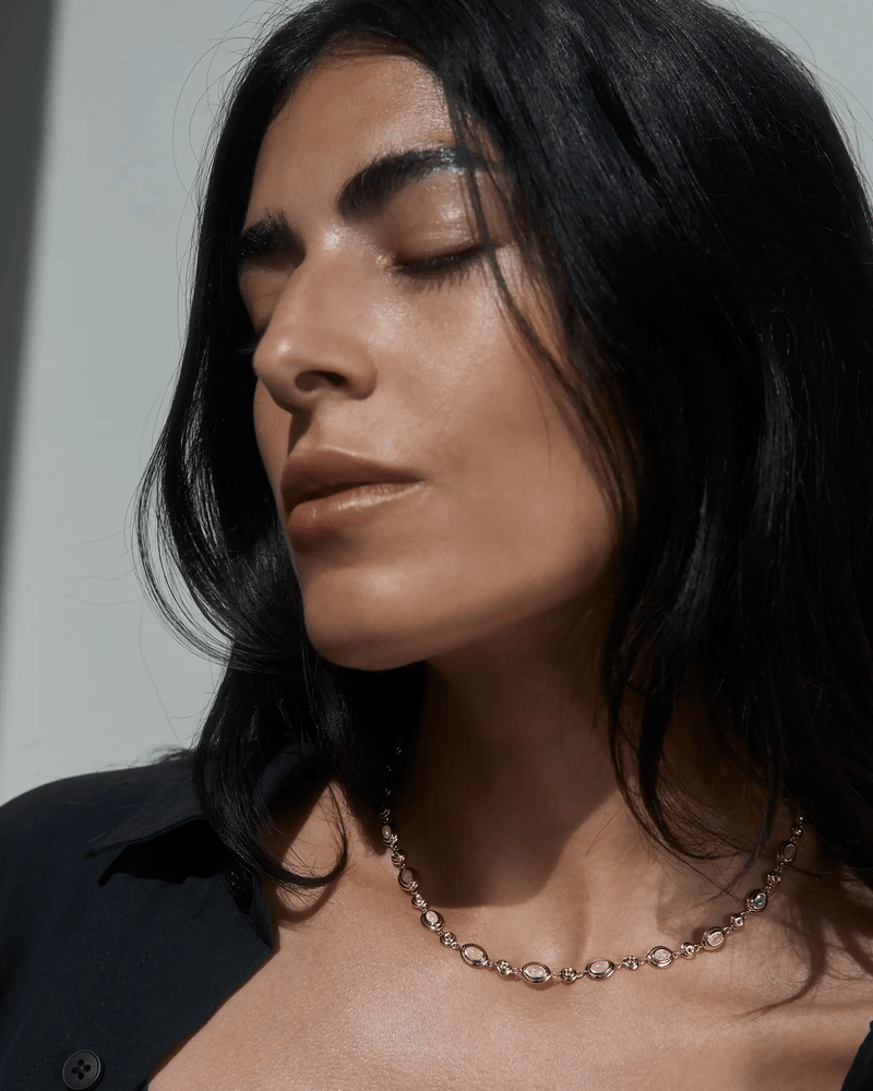 Awe Inspired Necklaces 14K Yellow Gold Vermeil Moonstone Tennis Necklace