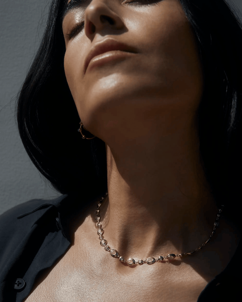 Awe Inspired Necklaces 14K Yellow Gold Vermeil Moonstone Tennis Necklace