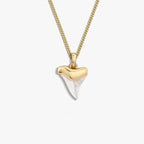 Awe Inspired Necklaces 14K Yellow Gold Vermeil / Mother of Pearl / 16-18" Cuban Chain Shark Tooth Necklace