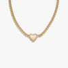 Awe Inspired Necklaces 14K Yellow Gold Vermeil Mother of Pearl Heart Cuban Necklace