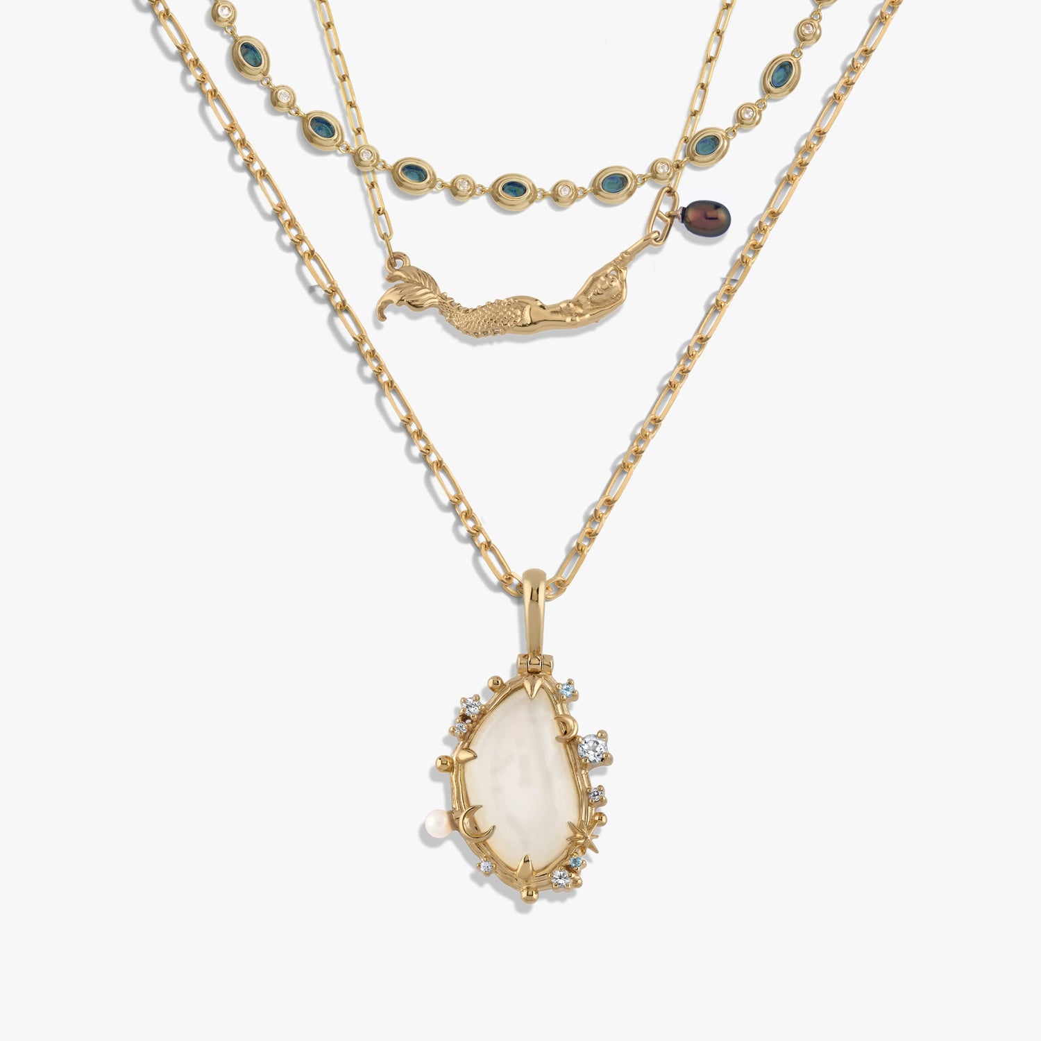 Awe Inspired Necklaces 14K Yellow Gold Vermeil Ocean Necklace Set