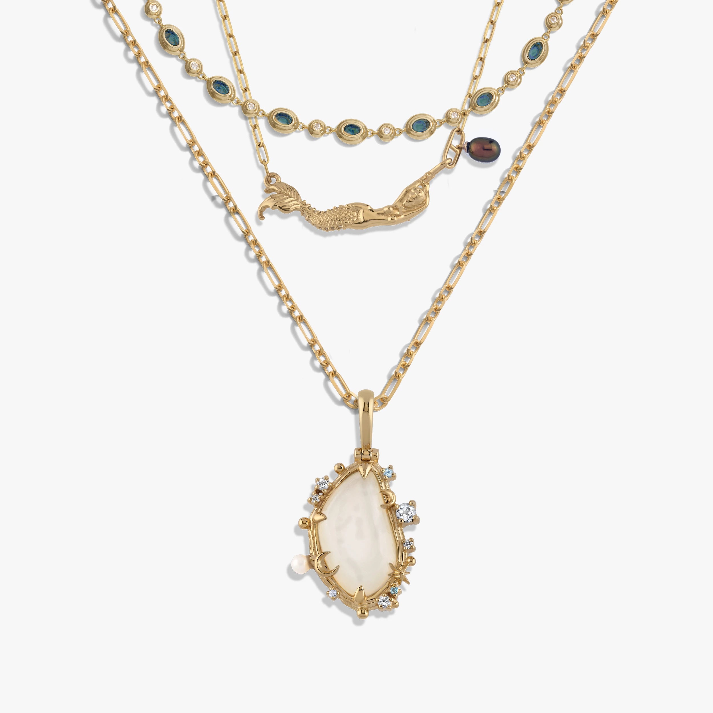 Awe Inspired Necklaces 14K Yellow Gold Vermeil Ocean Necklace Set