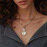 Awe Inspired Necklaces 14K Yellow Gold Vermeil Opal Mother of Pearl Carved Shell Amulet + Celestial Mother of Pearl Amulet