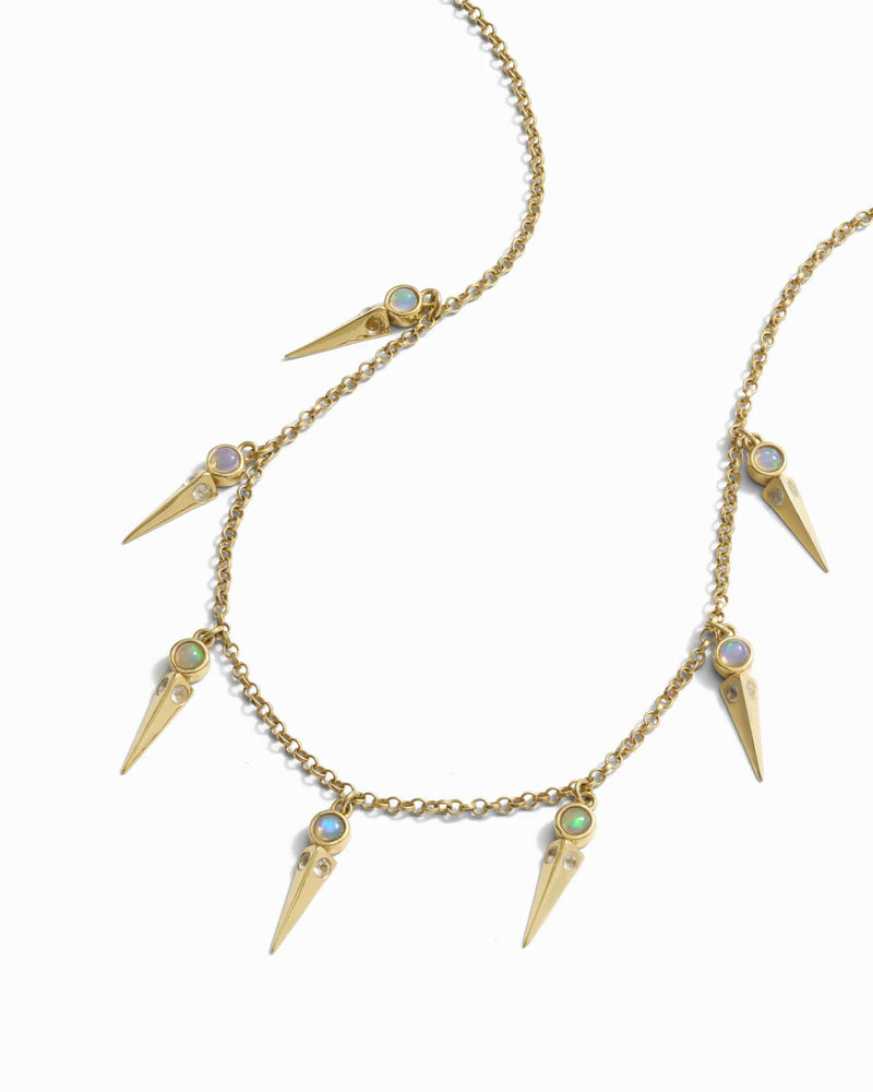 Awe Inspired Necklaces 14K Yellow Gold Vermeil Opal Spike Collar Necklace
