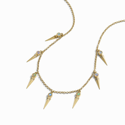 Awe Inspired Necklaces 14K Yellow Gold Vermeil Opal Spike Collar Necklace