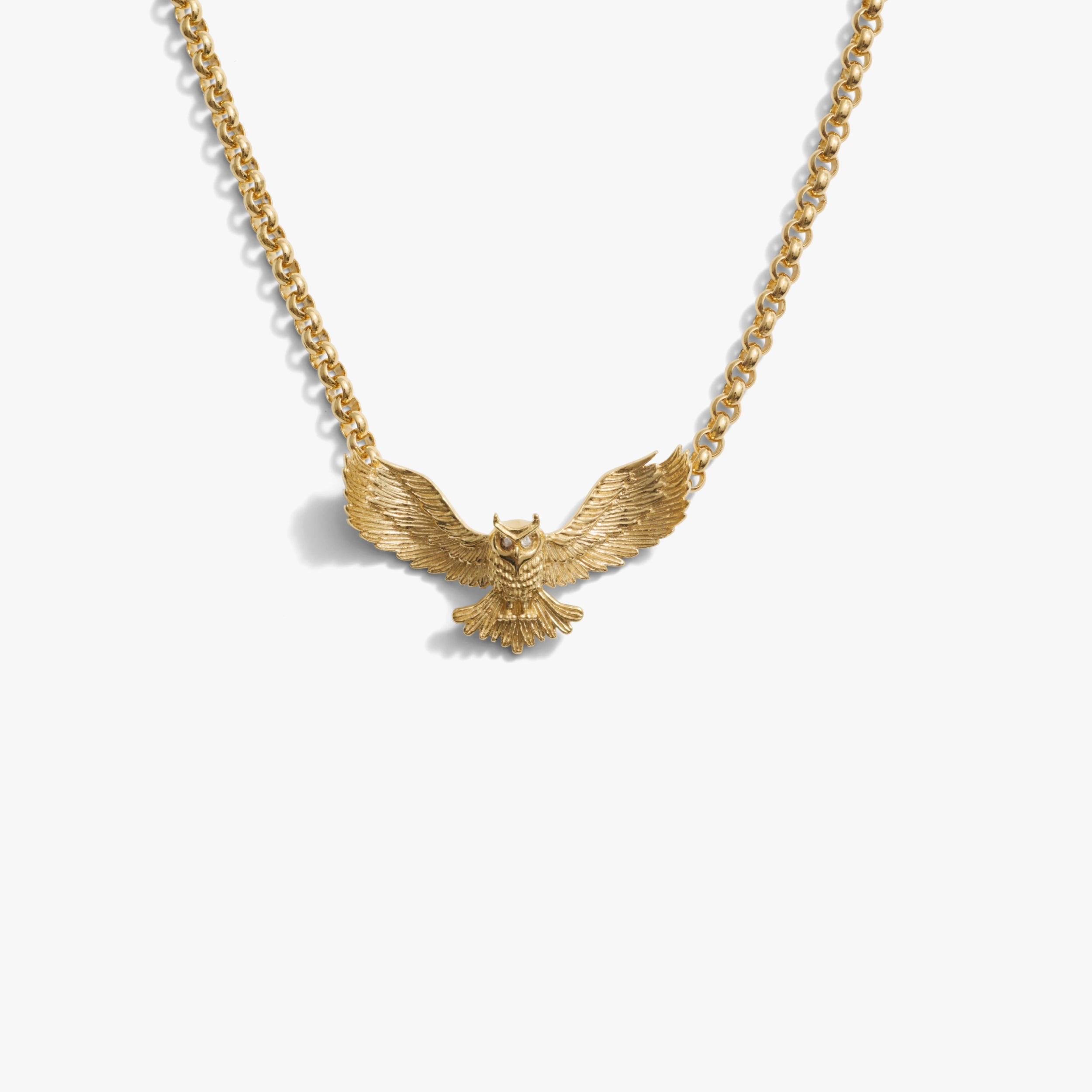 Awe Inspired Necklaces 14K Yellow Gold Vermeil Owl Necklace