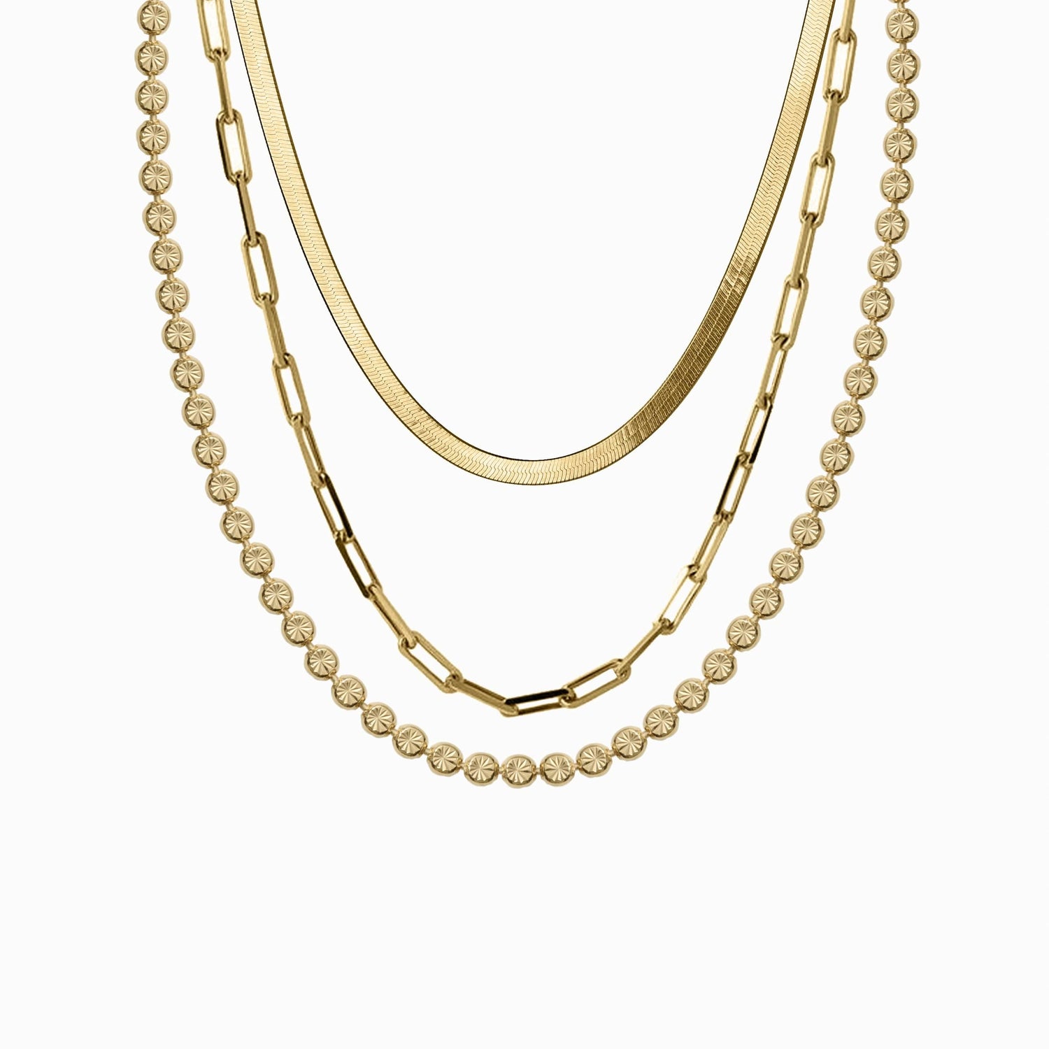 Awe Inspired Necklaces 14K Yellow Gold Vermeil Perfect Trio Necklace Set
