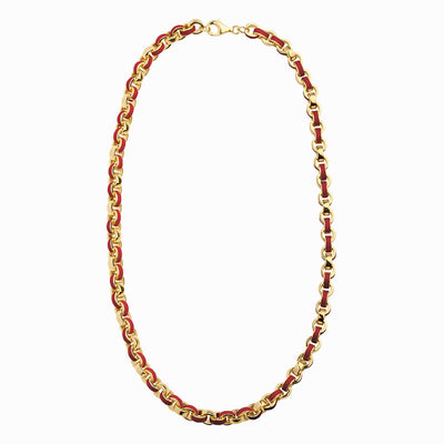 Awe Inspired Necklaces 14K Yellow Gold Vermeil / Red Chunky Colored Enamel Necklace