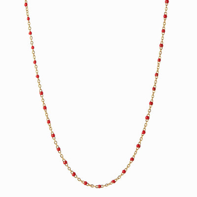 Awe Inspired Necklaces 14K Yellow Gold Vermeil / Ruby / 14"-18" Colored Enamel Necklace