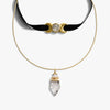 Awe Inspired Necklaces 14K Yellow Gold Vermeil / Rutilated Quartz- Black Dark Femme Necklace Set