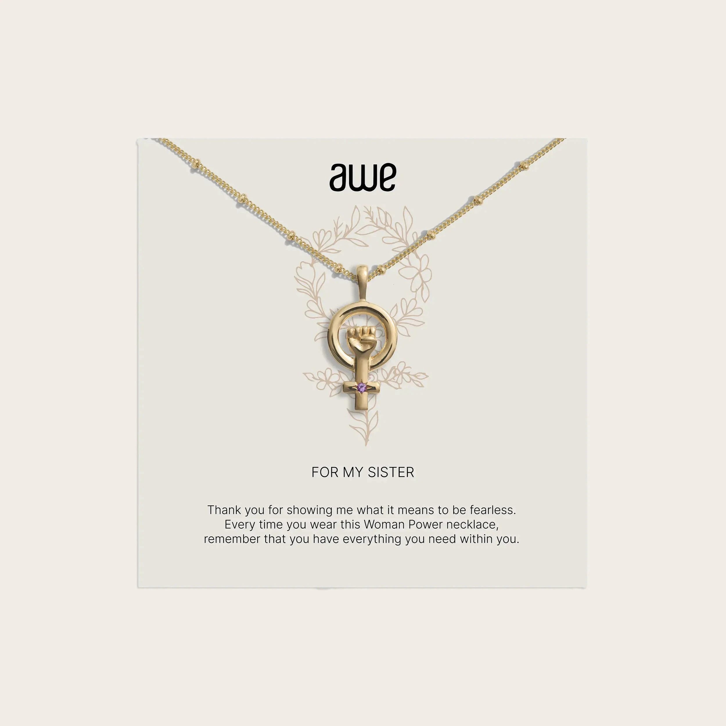 Awe Inspired Necklaces 14K Yellow Gold Vermeil / Saturn Chain For My Sister Card Gift Set