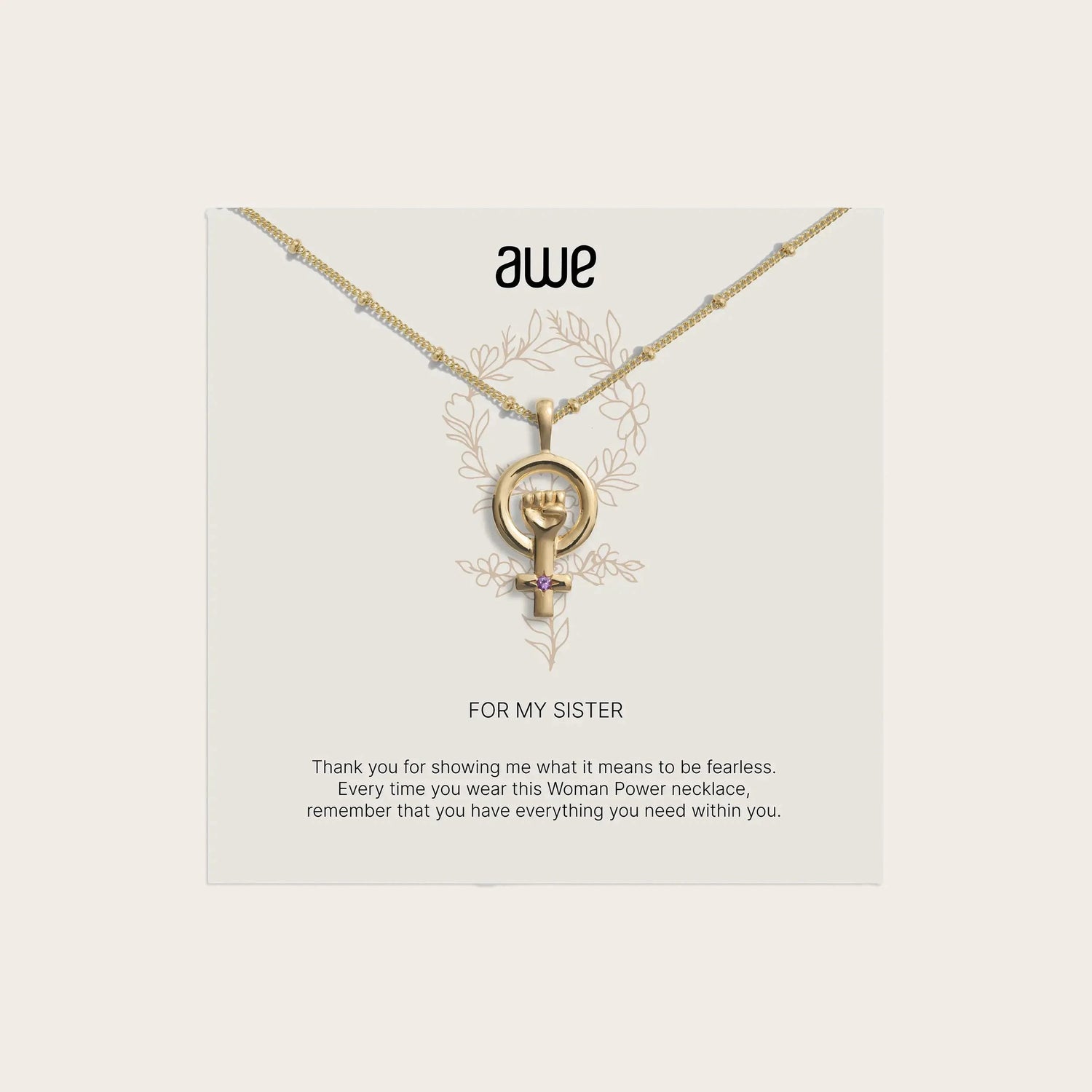 Awe Inspired Necklaces 14K Yellow Gold Vermeil / Saturn Chain For My Sister Card Gift Set