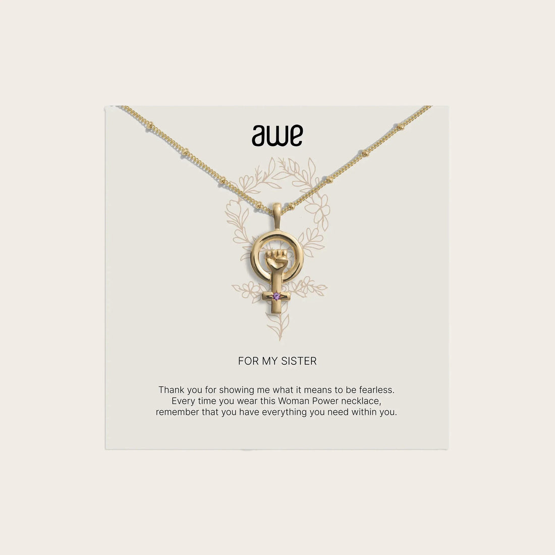 Awe Inspired Necklaces 14K Yellow Gold Vermeil / Saturn Chain For My Sister Card Gift Set