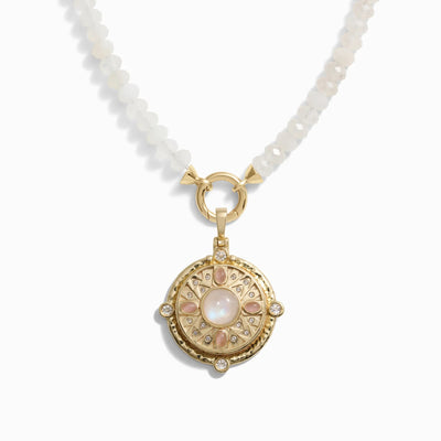 Awe Inspired Necklaces 14K Yellow Gold Vermeil Special Edition Manifestation Locket Moonstone Charm Necklace