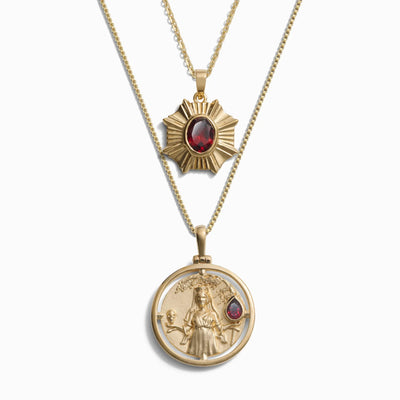 Awe Inspired Necklaces 14K Yellow Gold Vermeil Special Edition Persephone and Red Aura Set