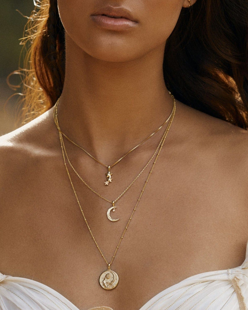 Awe Inspired Necklaces 14K Yellow Gold Vermeil / Standard Diamond Moon Necklace