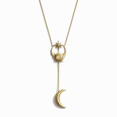 Awe Inspired Necklaces 14K Yellow Gold Vermeil Sun, Moon & Stars Lariat Necklace