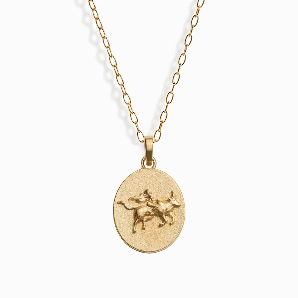 Awe Inspired Necklaces 14K Yellow Gold Vermeil / Taurus / 16" - 18" Zodiac Goddess Pendant + Mini Paperclip Chain