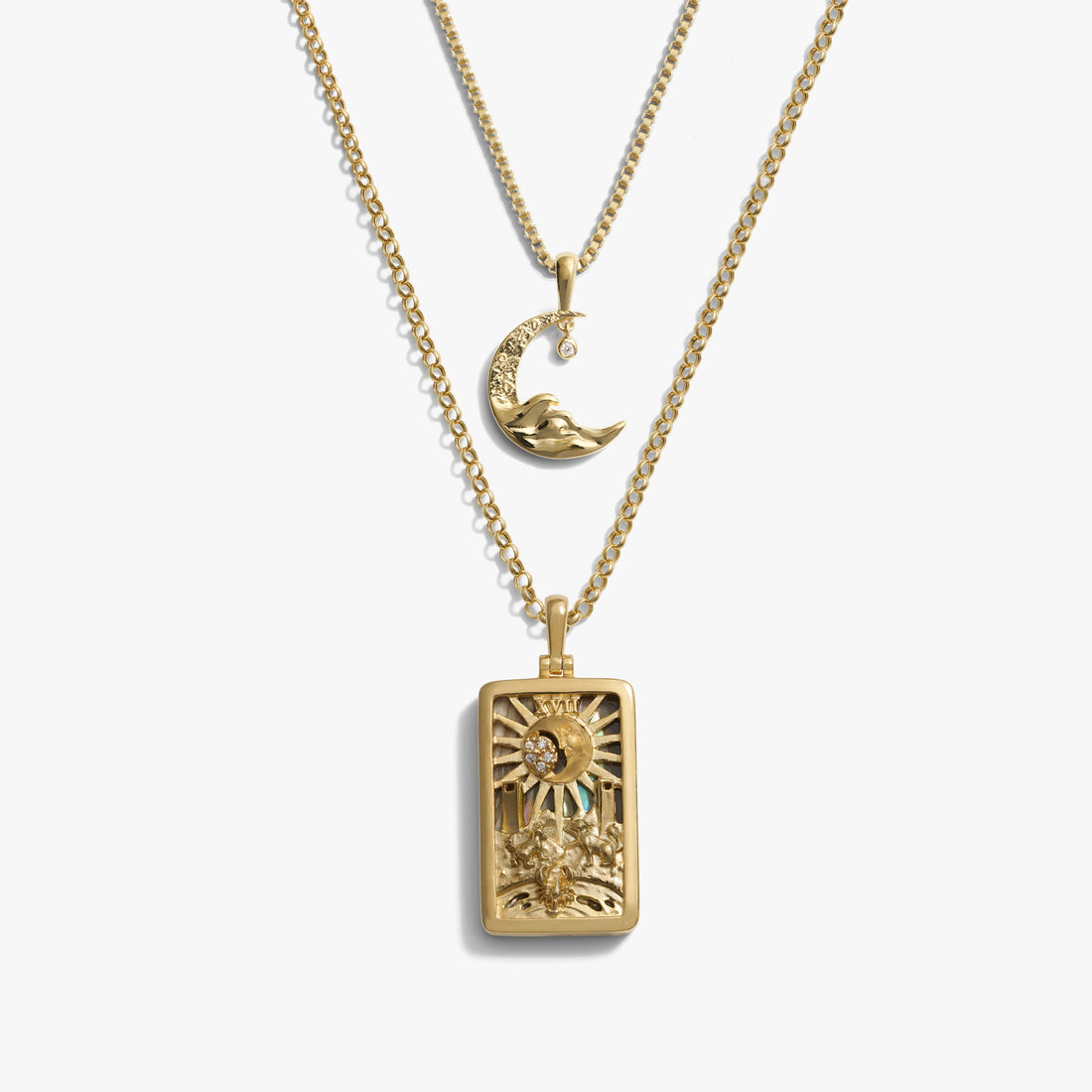 Awe Inspired Necklaces 14K Yellow Gold Vermeil The Moon Tarot Necklace Set