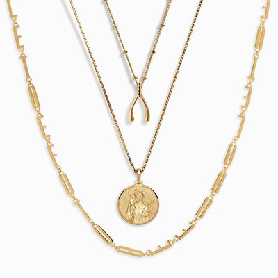 Awe Inspired Necklaces 14K Yellow Gold Vermeil The Wish of Artemis Necklace Set