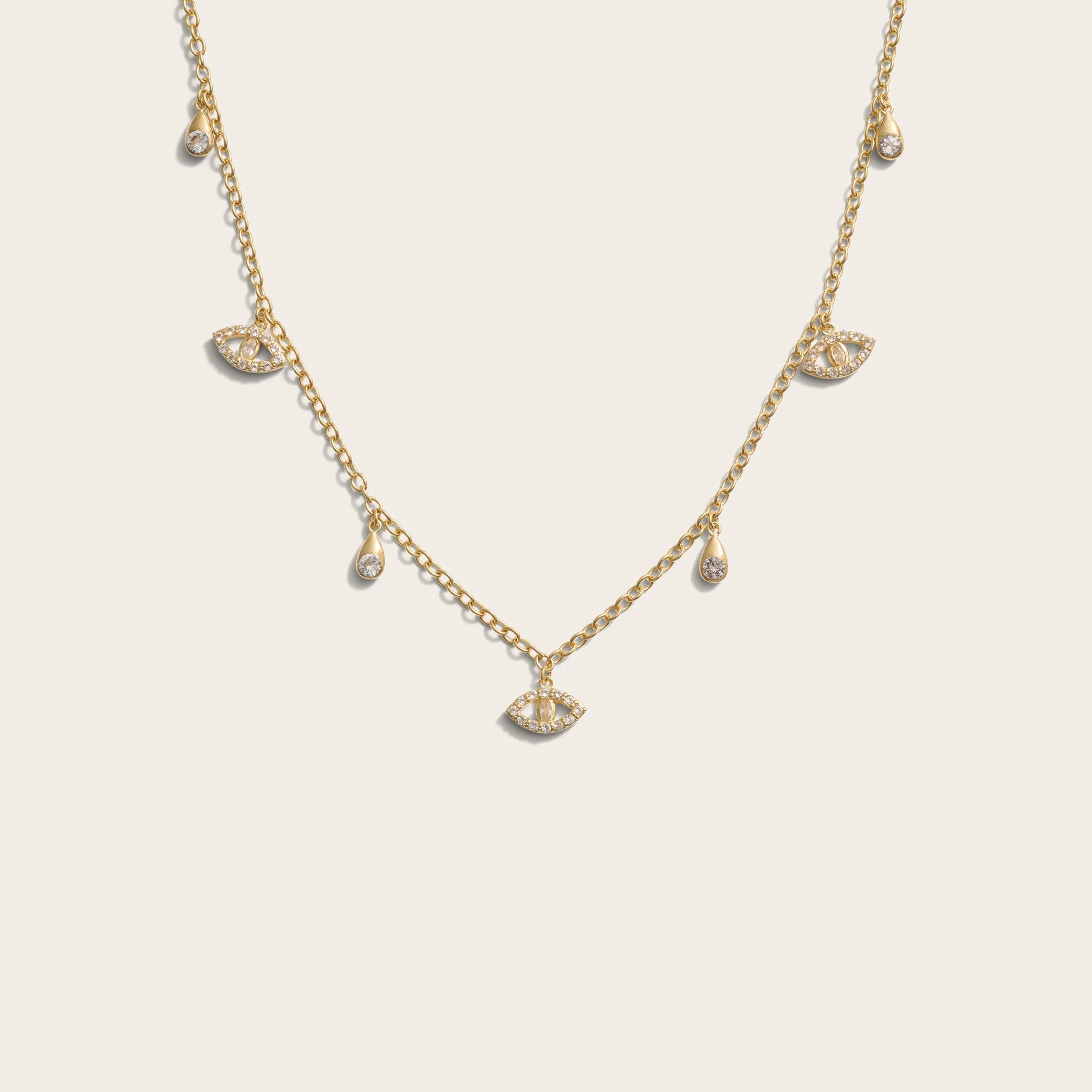 Awe Inspired Necklaces 14K Yellow Gold Vermeil Third Eye Collar Necklace