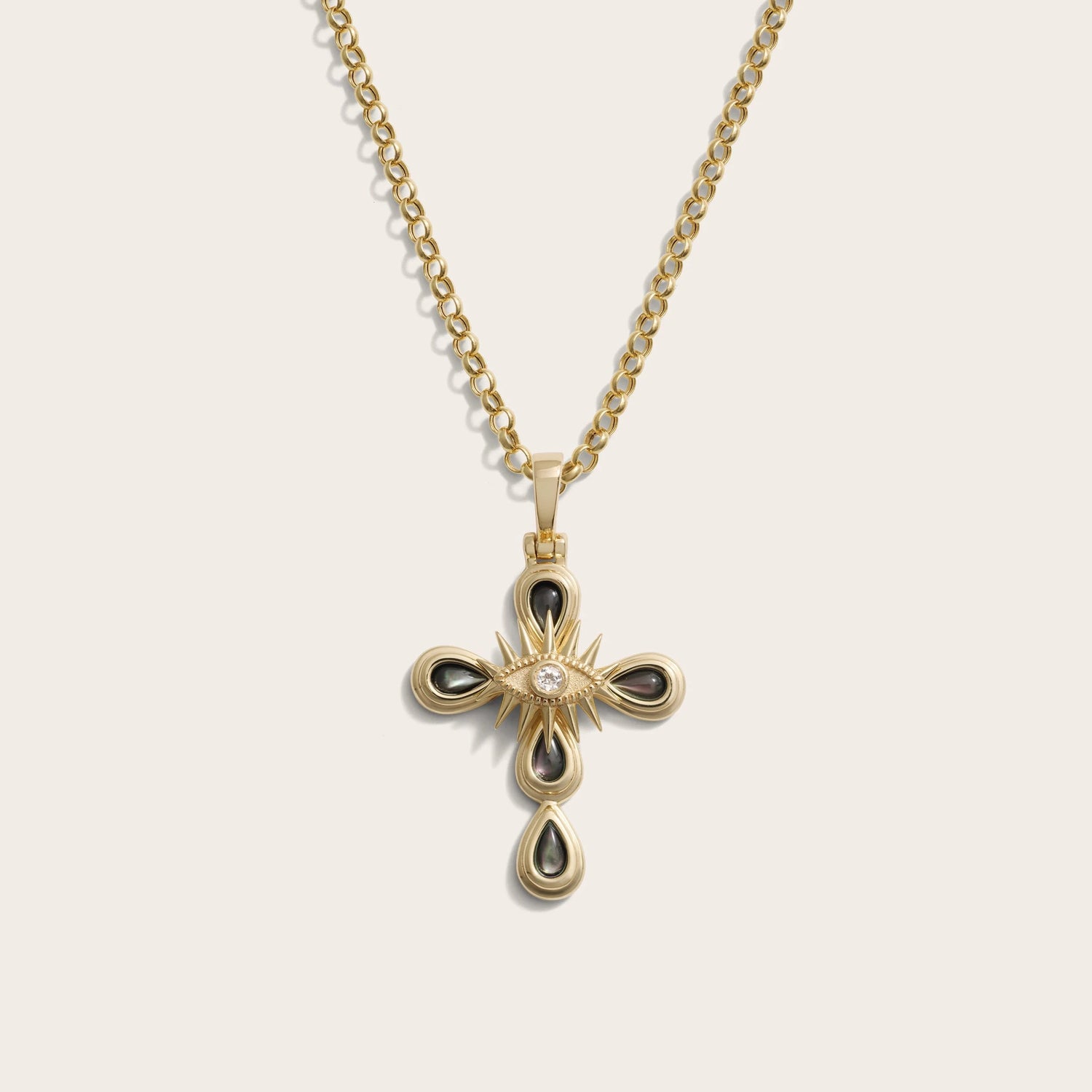 Awe Inspired Necklaces 14K Yellow Gold Vermeil Third Eye Cross Necklace