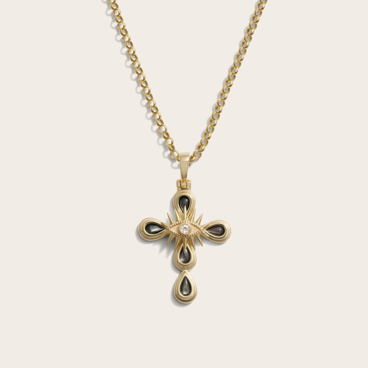 Awe Inspired Necklaces 14K Yellow Gold Vermeil Third Eye Cross Necklace