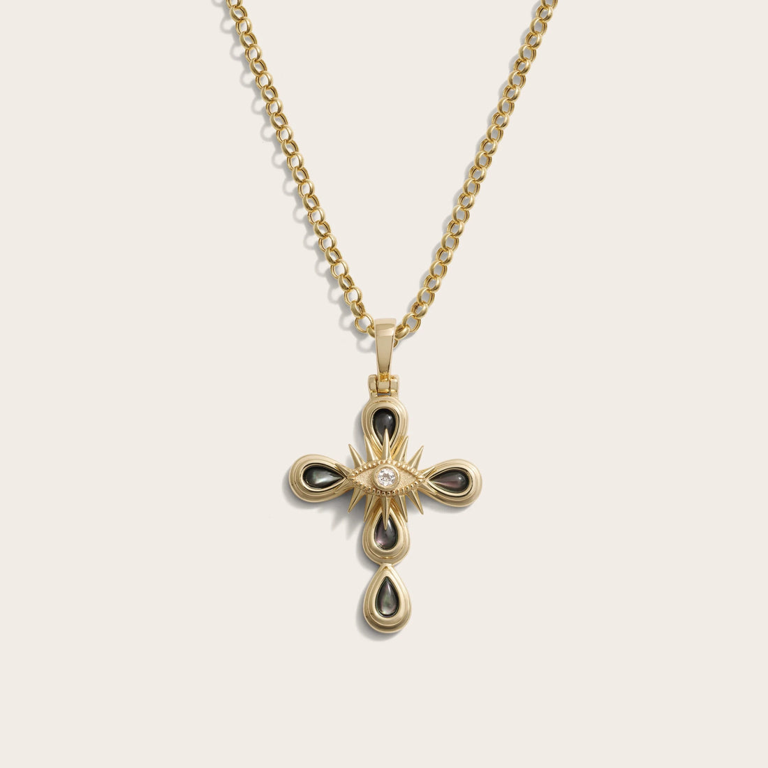 Awe Inspired Necklaces 14K Yellow Gold Vermeil Third Eye Cross Necklace