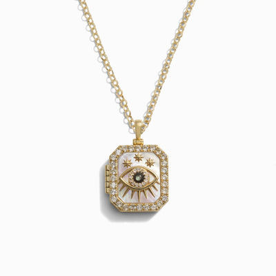 Awe Inspired Necklaces 14K Yellow Gold Vermeil Third Eye Locket Necklace