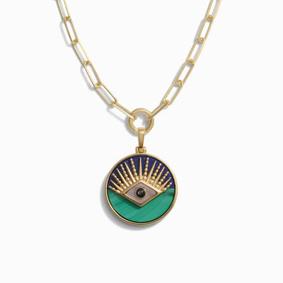 Awe Inspired Necklaces 14K Yellow Gold Vermeil Third Eye Statement Single Charm Necklace