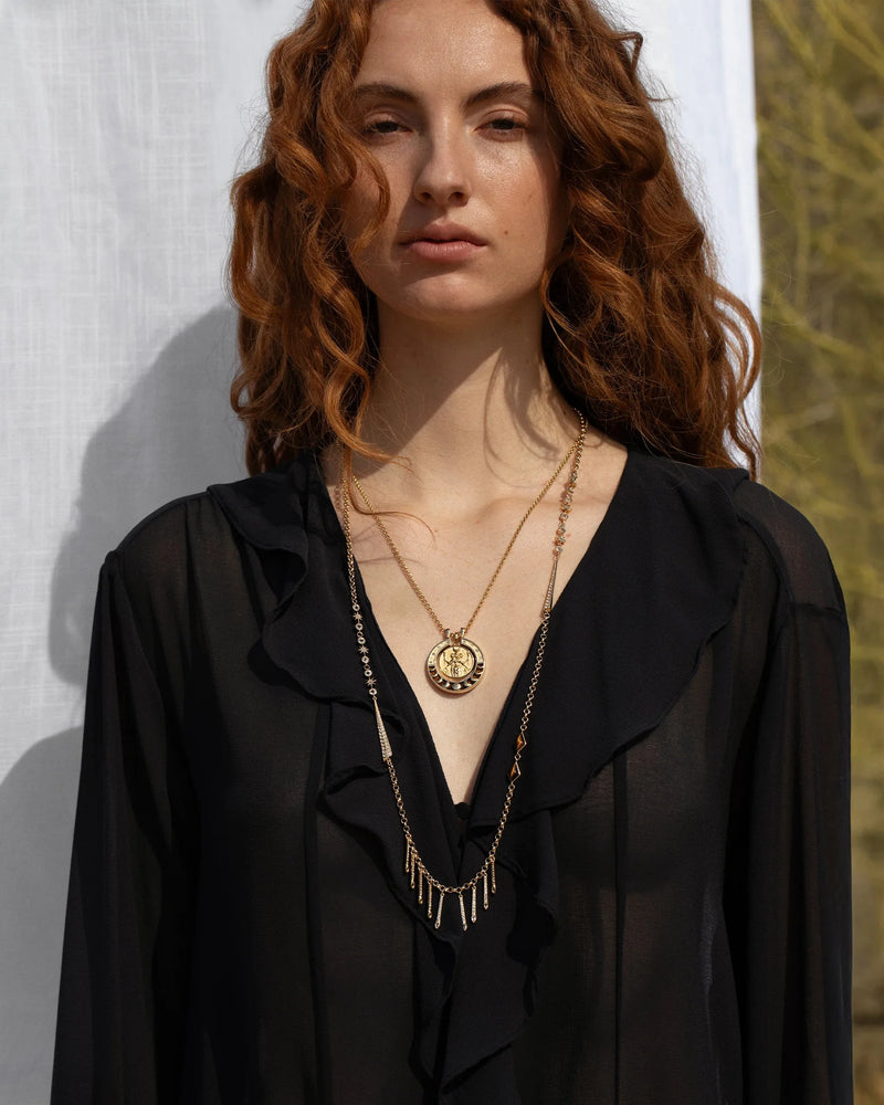 Awe Inspired Necklaces 14K Yellow Gold Vermeil Tiger's Eye Long Boho Necklace