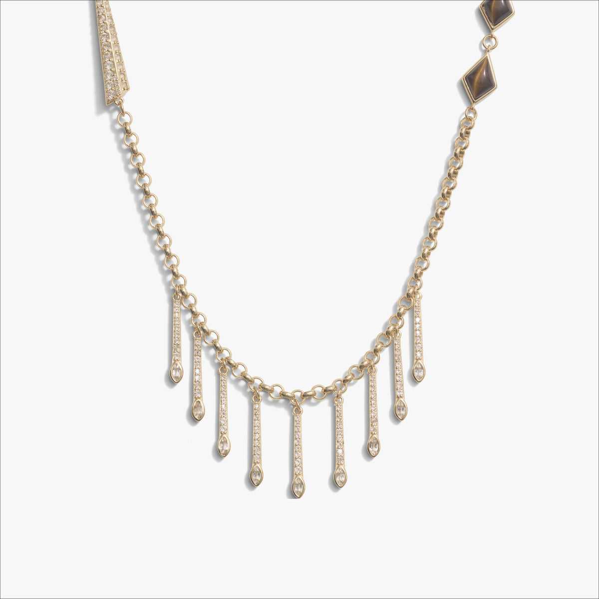 Awe Inspired Necklaces 14K Yellow Gold Vermeil / Tiger's Eye Long Boho Necklace