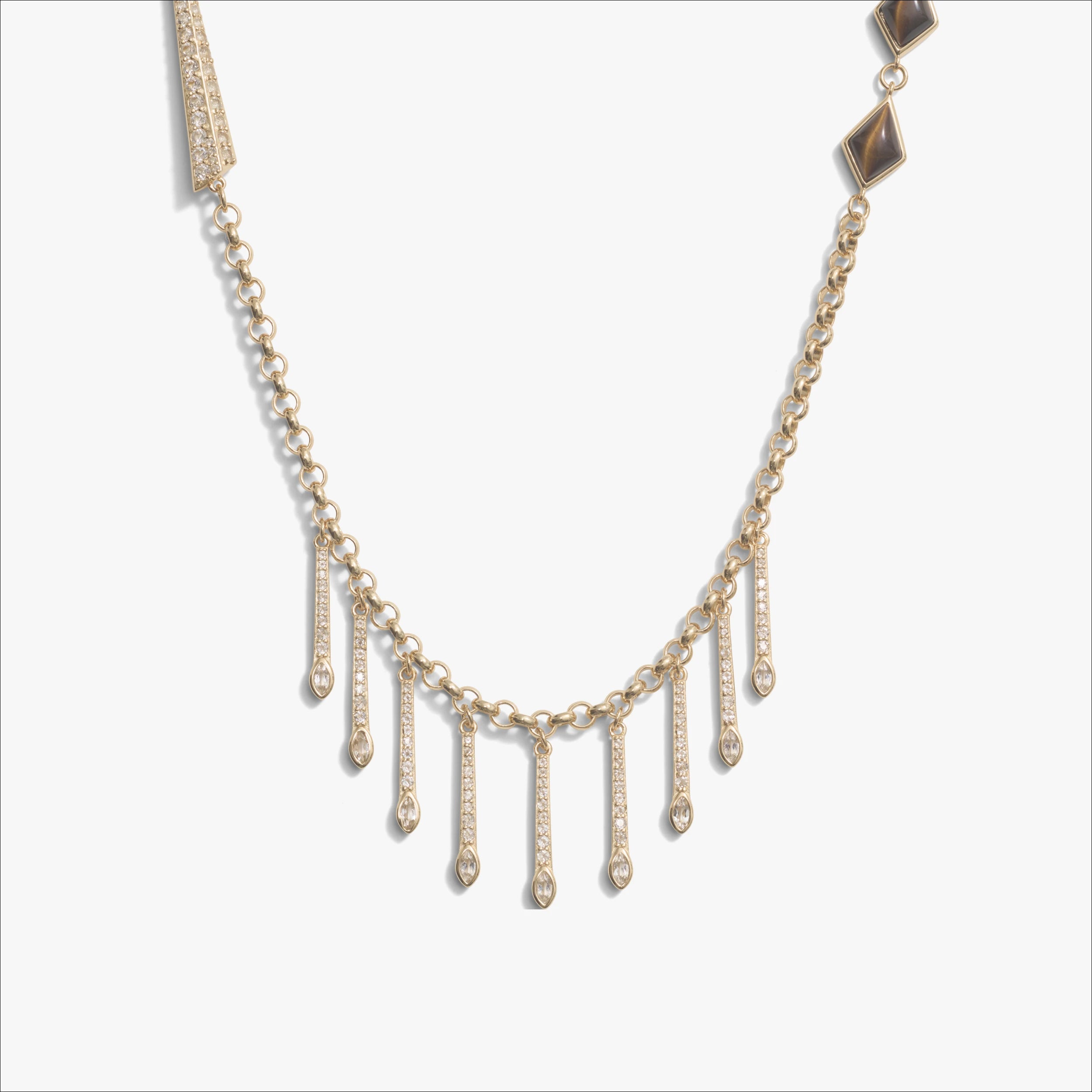 Awe Inspired Necklaces 14K Yellow Gold Vermeil / Tiger's Eye Long Boho Necklace