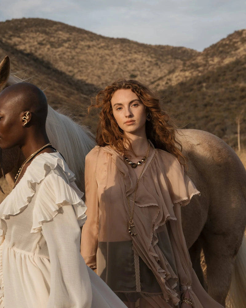 Awe Inspired Necklaces 14K Yellow Gold Vermeil Tiger's Eye Moon Phase Statement Necklace