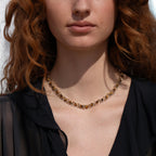 Awe Inspired Necklaces 14K Yellow Gold Vermeil Tiger's Eye Triple Moon Tennis Necklace