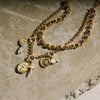 Awe Inspired Necklaces 14K Yellow Gold Vermeil Tiger's Eye Triple Moon Tennis Necklace
