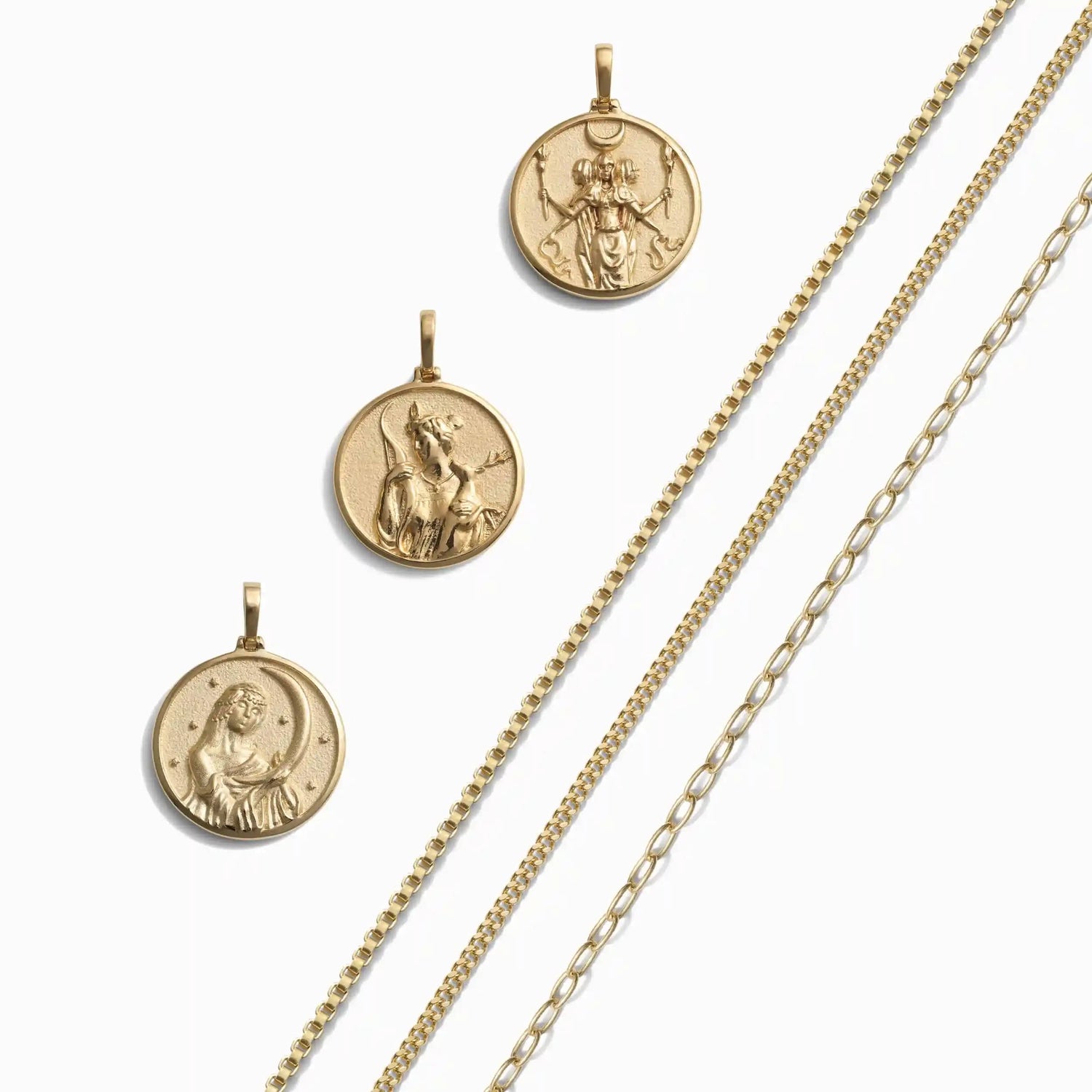 Product image of Awe Inspired Necklaces 14K Yellow Gold Vermeil Triple Moon Goddess Gift Set