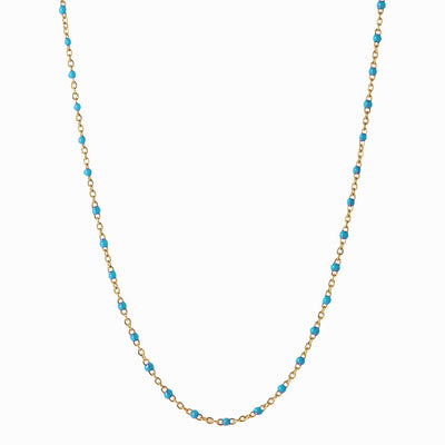 Awe Inspired Necklaces 14K Yellow Gold Vermeil / Turquoise / 14"-18" Colored Enamel Necklace