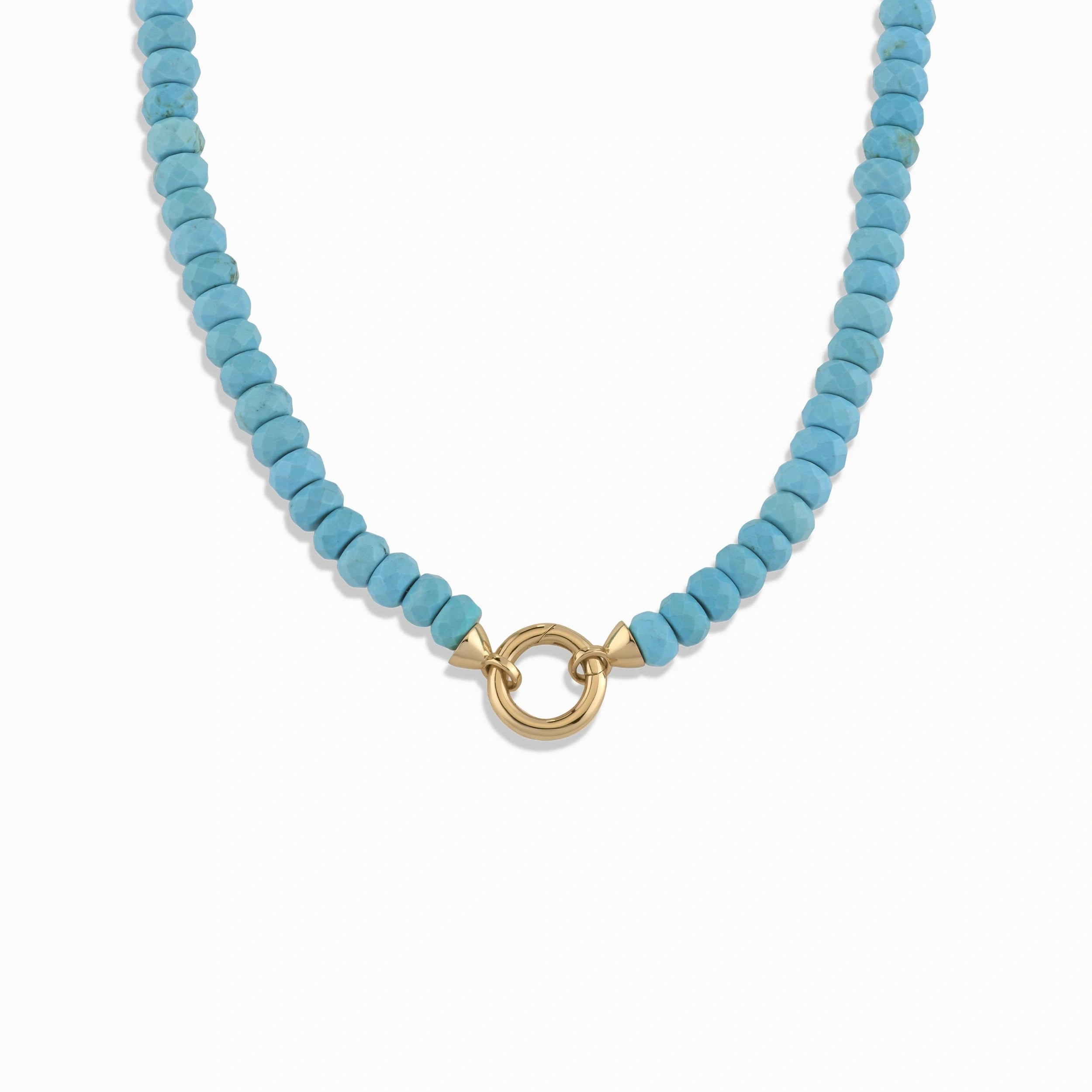 Awe Inspired Necklaces 14K Yellow Gold Vermeil / Turquoise Gemstone Bead Charm Collector