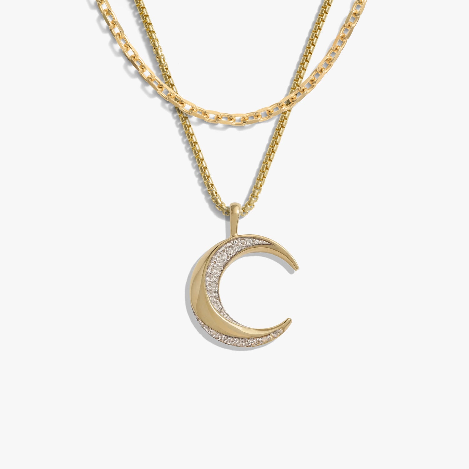 Awe Inspired Necklaces 14K Yellow Gold Vermeil Twisted Moon Layering Set