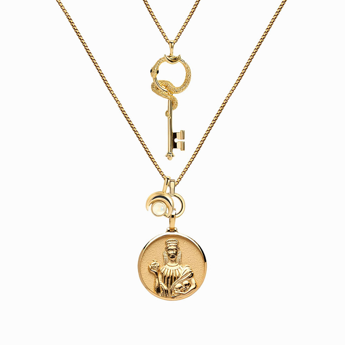 Awe Inspired Necklaces 14K Yellow Gold Vermeil Unlock Your Path Necklace Set