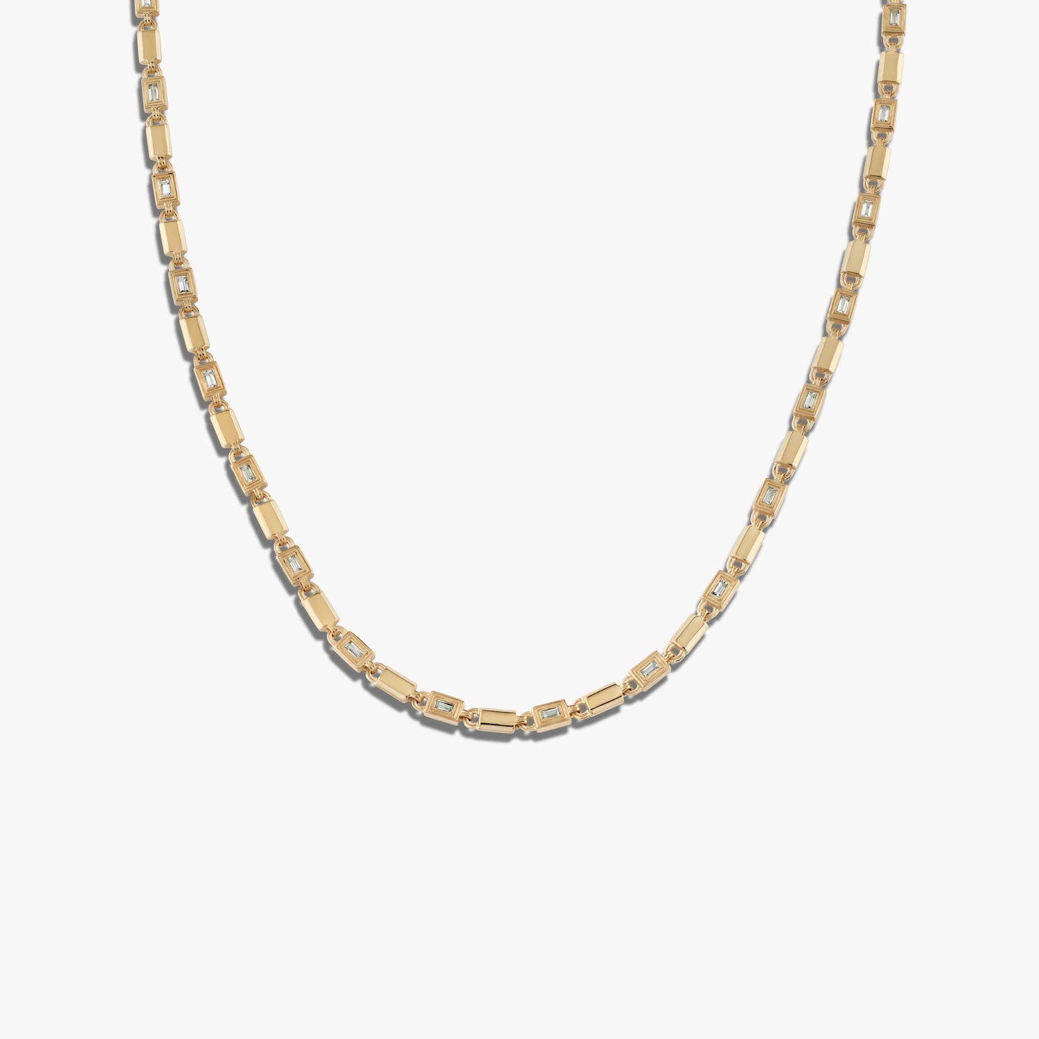 Awe Inspired Necklaces 14K Yellow Gold Vermeil / White Topaz Geo Link Tennis Necklace
