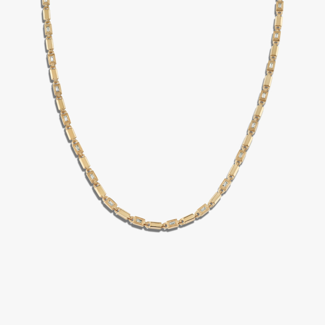 Awe Inspired Necklaces 14K Yellow Gold Vermeil / White Topaz Geo Link Tennis Necklace