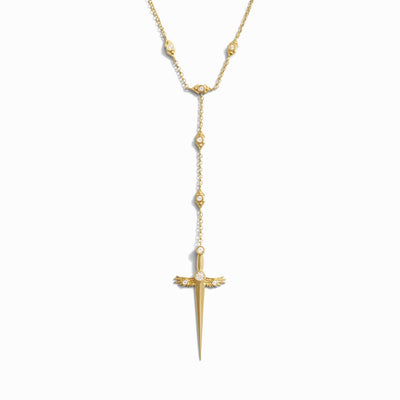 Awe Inspired Necklaces 14K Yellow Gold Vermeil Winged Sword Lariat